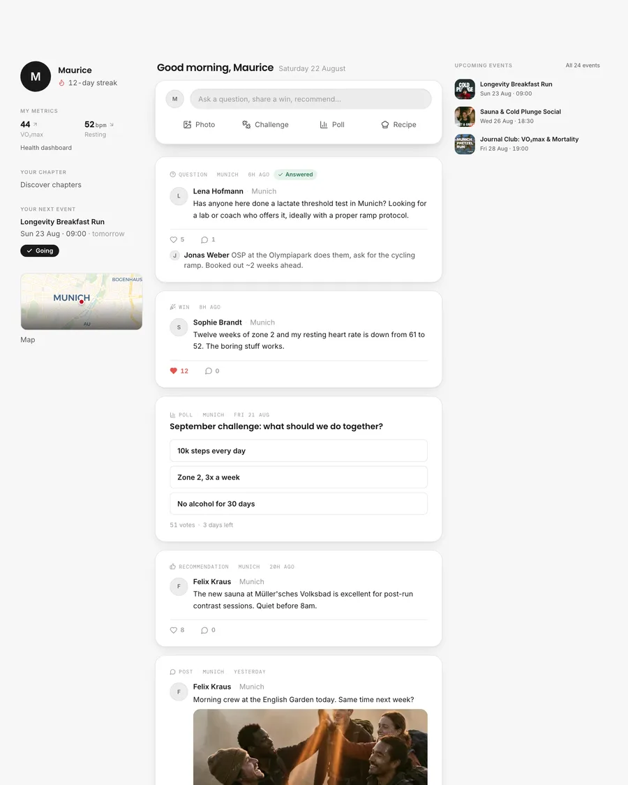 Screenshot of the logged-in home feed