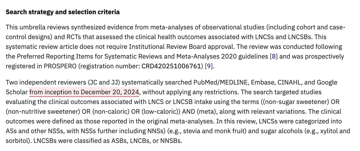 Methods section of the original paper with the search window to 20 December 2024 highlighted