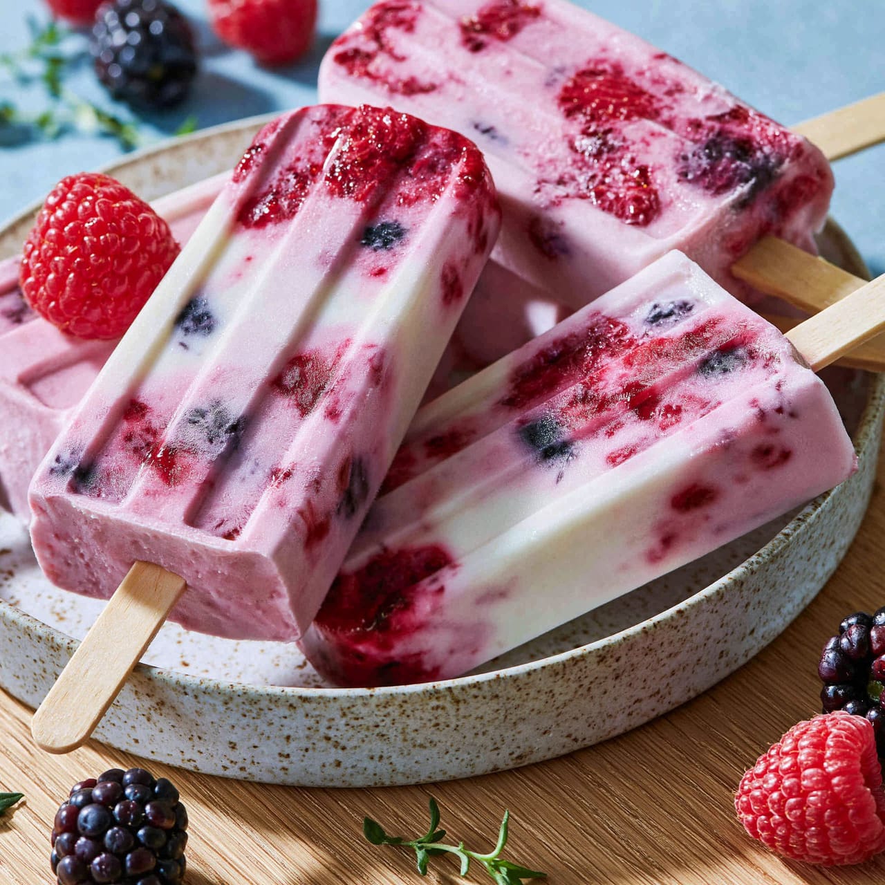 Homemade Popsicles with Yogurt, Berries, and Honey Dessert – dessert – 4g Protein